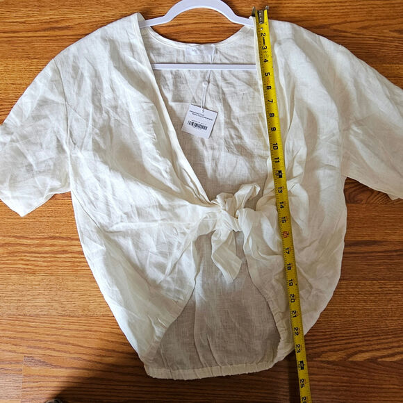 Monday Beachwear Hamptons In White Linen Coastal Preppy Top Size Small - Picture 7 of 8